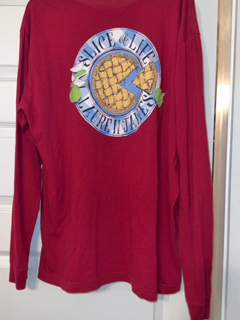 Lauren James Red Long-Sleeve Pie Graphic Tee with Blue & Green Accents